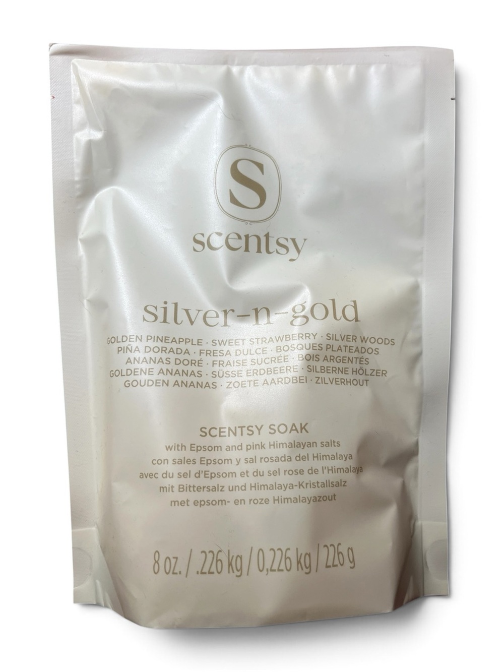 Scentsy Silver-n-Gold Bath Soak - White, Gold